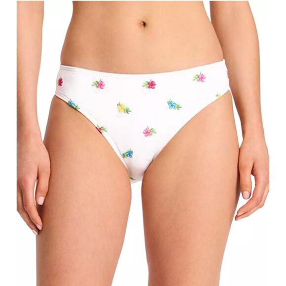 KATE SPADE SIZE SMALL CLASSIC FRENCH CUP BIKINI BOTTOMS WHITE FLORAL NEW - Picture 1 of 10